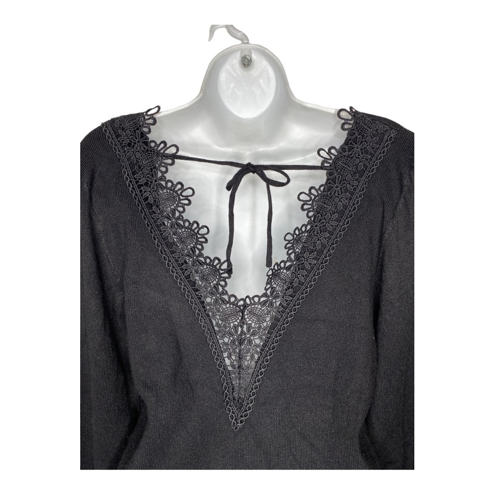 BTFBM Black Bodycon Balloon Sleeve Sweater Dress Size Large 🌼 - Picture 3 of 6